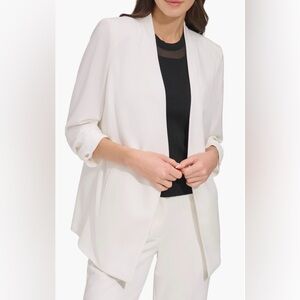 DKNY Cream Ruched Sleeve Blazer - Size L - NWOT